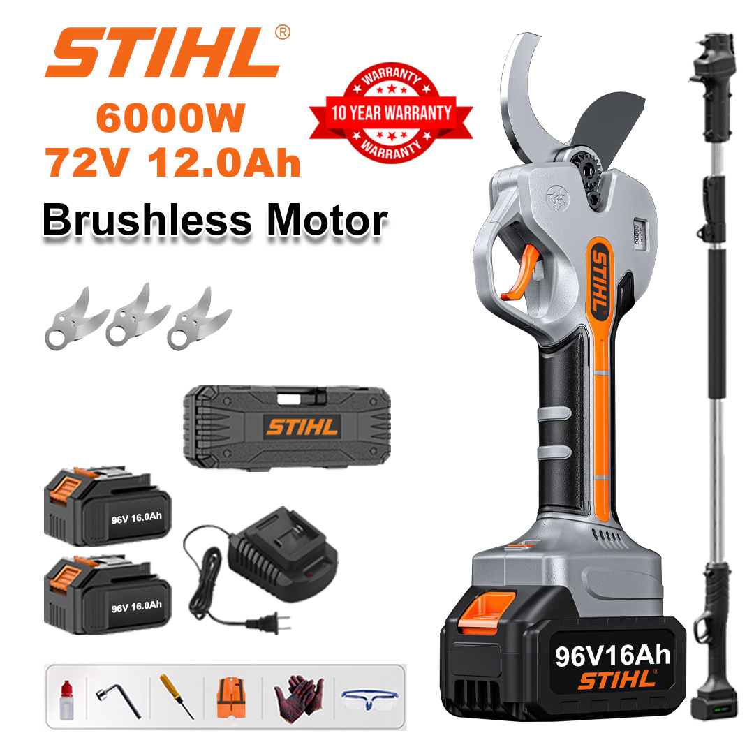 [Produžna šipka 1,5~5m] Škare za orezivanje s litijumskom baterijom bez četkica od 6000 W + baterija od 78 V12 Ah * 2 + nož ​​od legure SK9 * 3 + punjač + LED zaslon napajanja + kutija s alatom + ulje za podmazivanje + zaštitne naočale + 10 godina jamstva